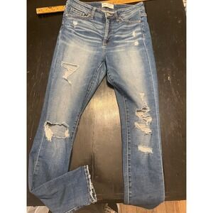 EXPRESS 90s Skinny High Rise Ripped Distressed Blue Jeans Women's Size 2S